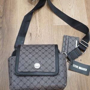 Steve Madden Black Patterned Crossbody Bag with card holder